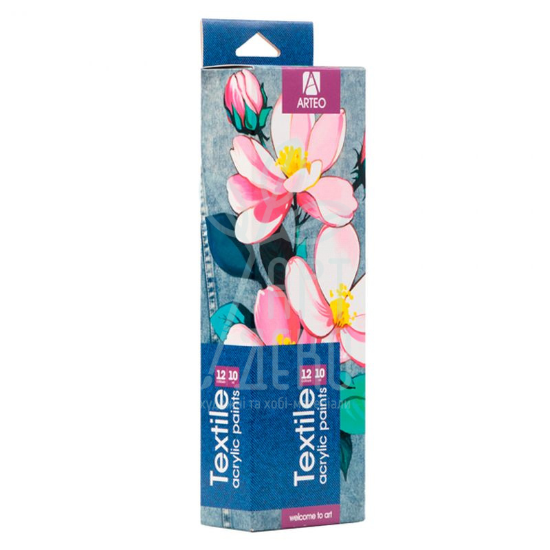 Набір фарб акрилових для тканини Flowers, 12x10 мл, Arteo