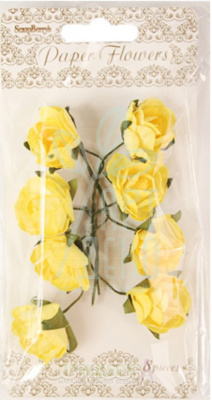 Троянди з паперу, ніжно-жовті, 8 шт., Scrapberry's