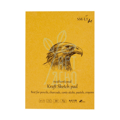 Блокнот-склейка для ескізів AUTHENTIC Kraft, А5 (14,8х21 см), 90 г/м2, 60 л., SMILTAINIS Блокнот-склейка для ескізів AUTHENTIC Kraft, А5 (14,8х21 см), 90 г/м2, 60 л., SMILTAINIS