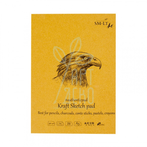 Блокнот-склейка для ескізів AUTHENTIC Kraft, А5 (14,8х21 см), 90 г/м2, 60 л., SMILTAINIS