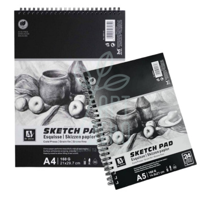 Альбом для ескізів Sketch Pad, спіраль, 160 г/м2, 24 л., Art Nation Альбом для ескізів Sketch Pad, спіраль, 160 г/м2, 24 л., Art Nation