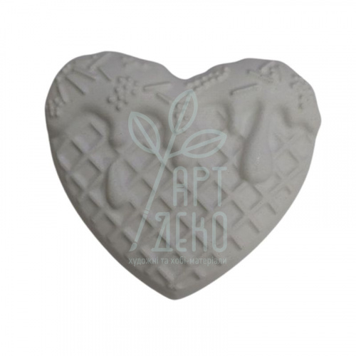 Гіпсова фігурка Серце вафельне з глазур`ю, 7,5х7 см, Україна