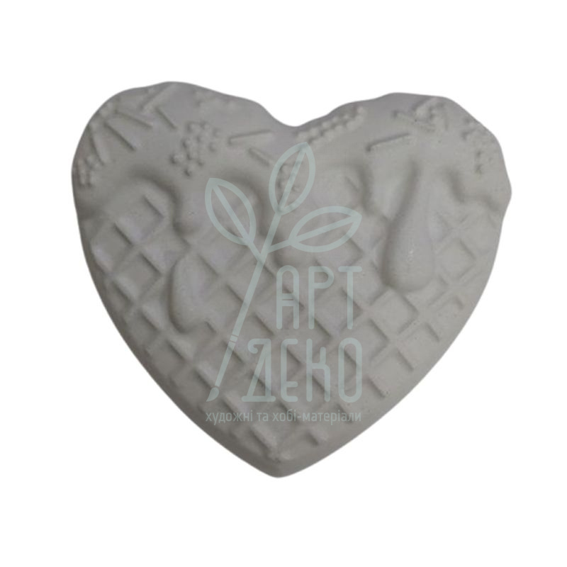 Гіпсова фігурка Серце вафельне з глазур`ю, 7,5х7 см, Україна