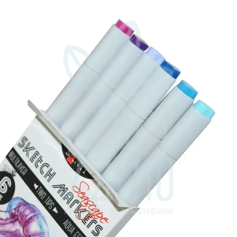 Набір маркерів двосторонніх Sketch "Seascape", 6 шт., Santi