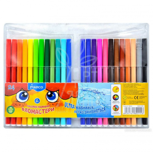 Набір фломастерів Super Washable, 24 шт, Marco