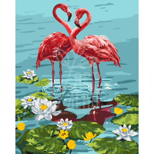 Набір для розпису за номерами "Пара фламінго", 40х50 см, Ідейка