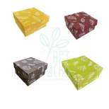 Коробка подарункова, гофрокартон "Листочки", 14,5х14х7,2 см, Україна