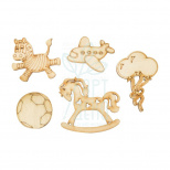 Набір заготовок для декорування "Дитячі іграшки", фанера, 5 шт., Україна