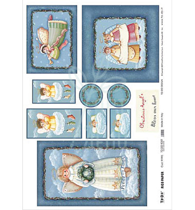 Папір для декупажу рисовий "Ангели на хмаринці", 50х70 см, 20 г/м2, TODO