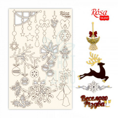 Чипборд для скрапбукінгу "New Year's magic 2", білий картон, 12,8х20 см, ROSA Talent