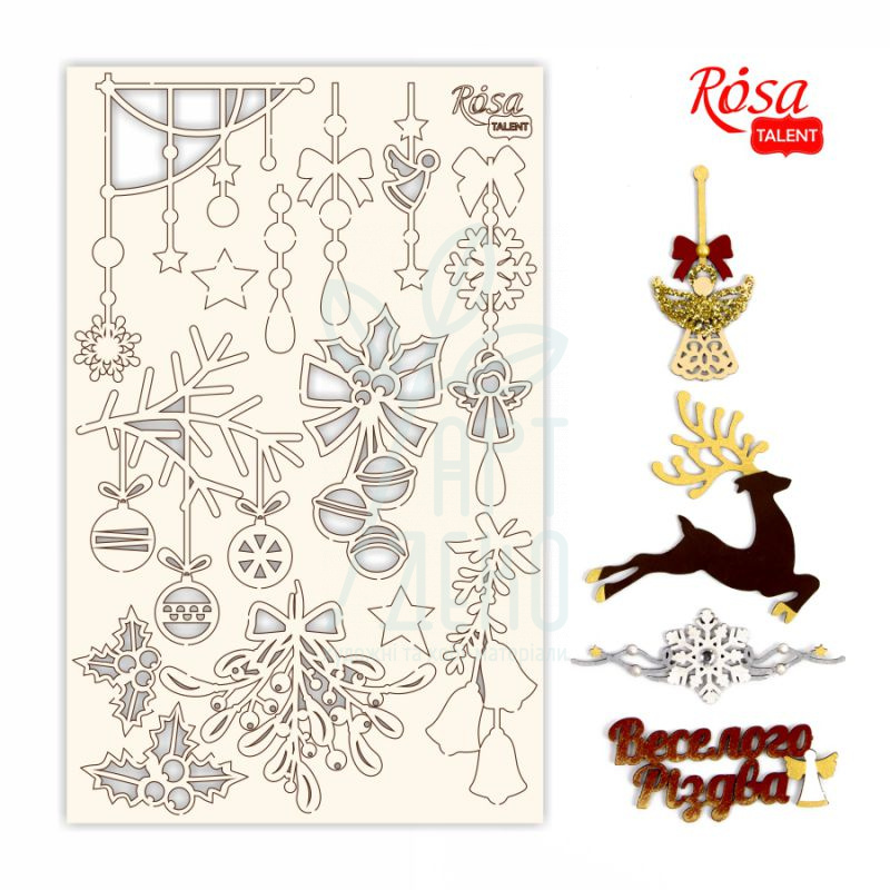 Набір чипбордів для скрапбукінгу "New Year's magic 2", білий картон, 12,8х20 см, ROSA Talent