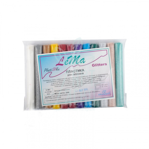 Набір полімерної глини Lema Glitters, 12 кольорів, Польща