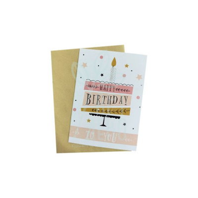Листівка з конвертом"Happy birthday" тортик, 10,5х14,8 см, Україна