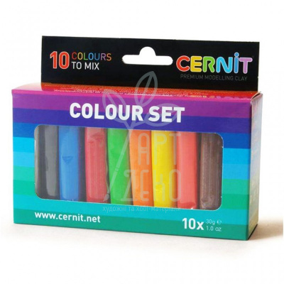 Набір полімерної глини CERNIT MULTICOLOUR SET, 10 кольорів по 30 г