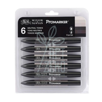 Набір маркерів перманентних двосторонніх Promarker, Нейтральні відтінки, 6 шт., W&N