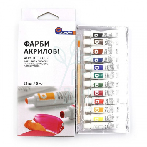 Набір акрилових фарб Art Rangers, 12х6 мл, + пензель, Josef Otten