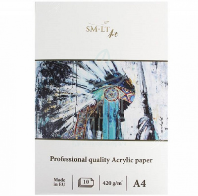 Склейка для акрилу Pro Create, білий папір, А4 (21х29,7 см), 420 г/м2, 10 л., SMILTAINIS