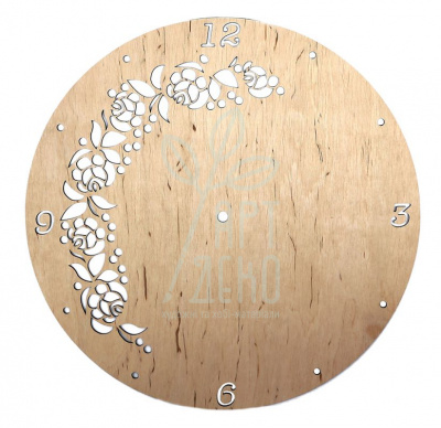 Основа під годинник серія "Квітковий орнамент", фанера, Ø 30 см, ROSA Talent