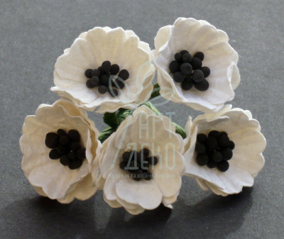 Квіти паперові Мак, білий, 2 см, 5 шт., Тайланд