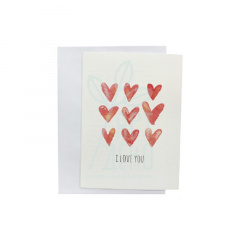 Листівка з конвертом "I love you", Серця, 10,5х14,8 см, Україна