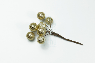 Новорічний декор "Кульки з глітером", золоті, 8 шт, Китай