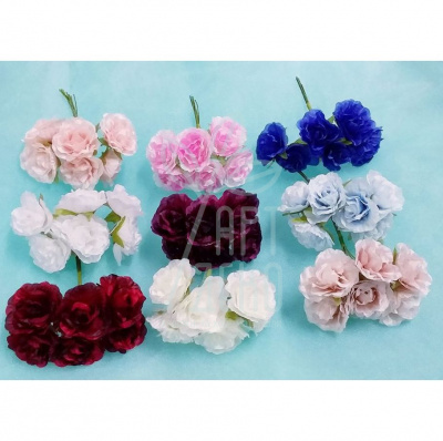 Набір штучних квітів з тканини "Троянда піоновидна", 6 шт., колір в асортименті, Китай