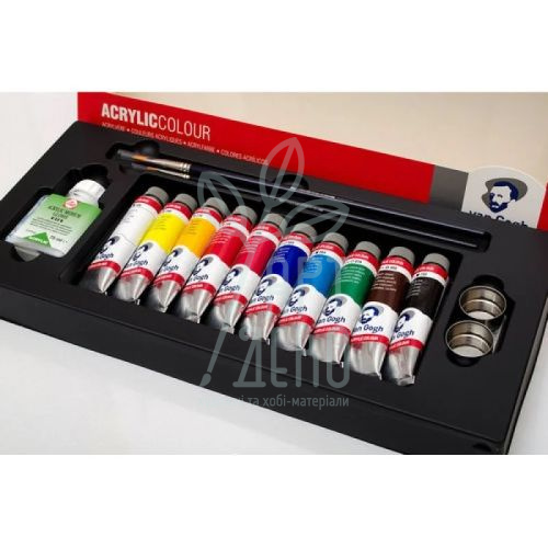 Набір акрилових фарб Van Gogh Combiset, 10х40 мл,  (пензлі, допоміжні матеріали), Royal Talens 