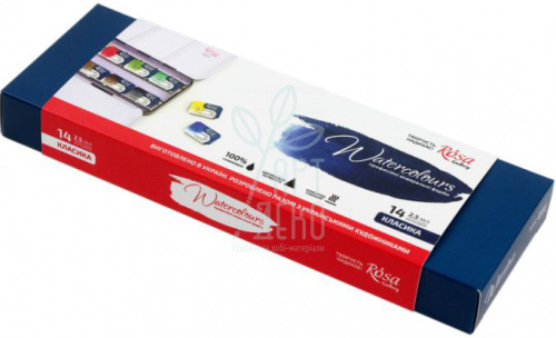 Набір акварельних фарб Gallery "Classic", в металевому пеналі, 14 кол., ROSA