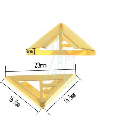 Кутик металевий декоративний, 16,5x16,5х23 мм, золото, Китай