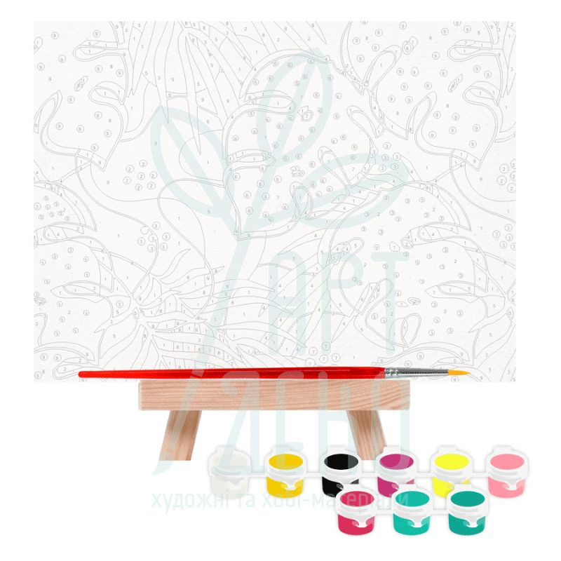 Набір для розпису за номерами "Листя", 15х20 см, з мольбертом, ROSA Start