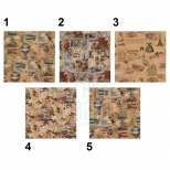 Папір пакувальний крафтовий "Квіти, вінтаж", 70х200 см, в асортименті, Pol-Mak