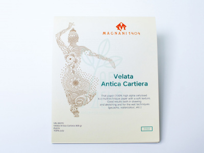 Склейка для акварелі, вугілля, пастелі Velata Antica Cartiera, 15,5x11,5 см, 300 г/м2, 10 л, Magnani