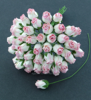 Квіти паперові Бутон шипшини, рожеві, 0,8 см, 10 шт., Тайланд