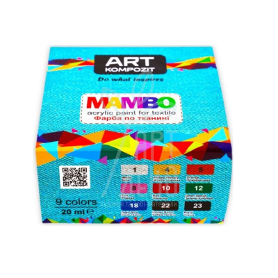 Набір акрилових фарб для тканини "Mambo", 9х20 мл, Art Kompozit