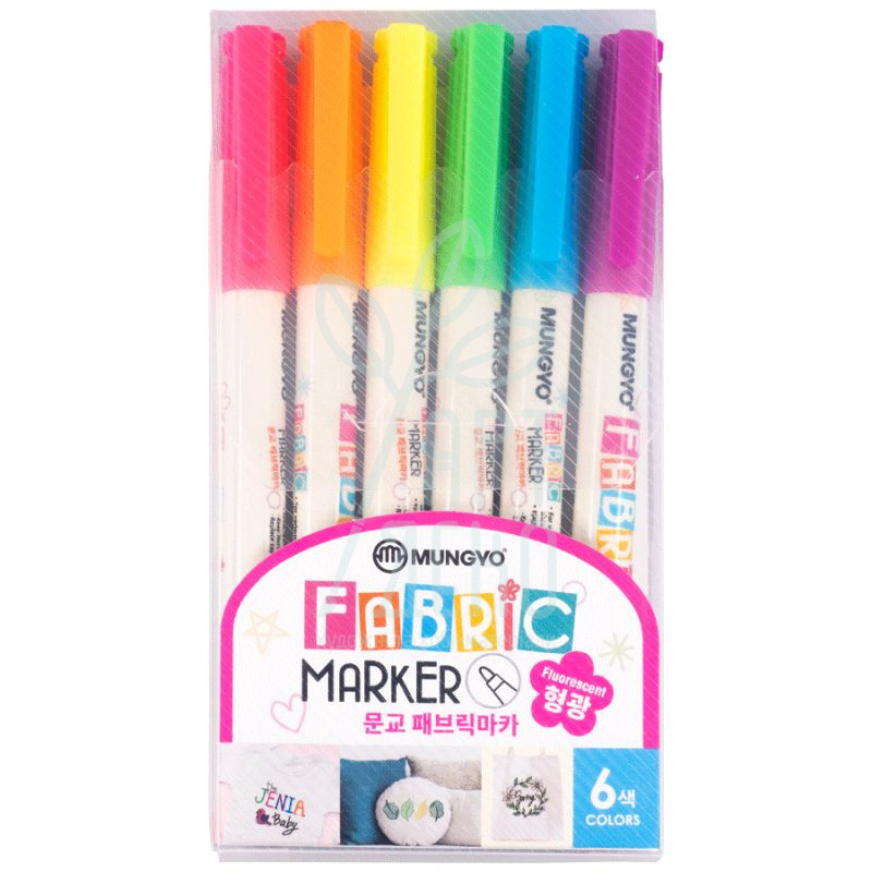 Набір маркерів для світлих тканин, Флуоресцентні відтінки, 6 шт, MUNGYO