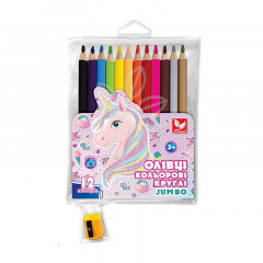 Набір олівців кольорових Джамбо Unicorn, з точилкою, 12 шт, Школярик