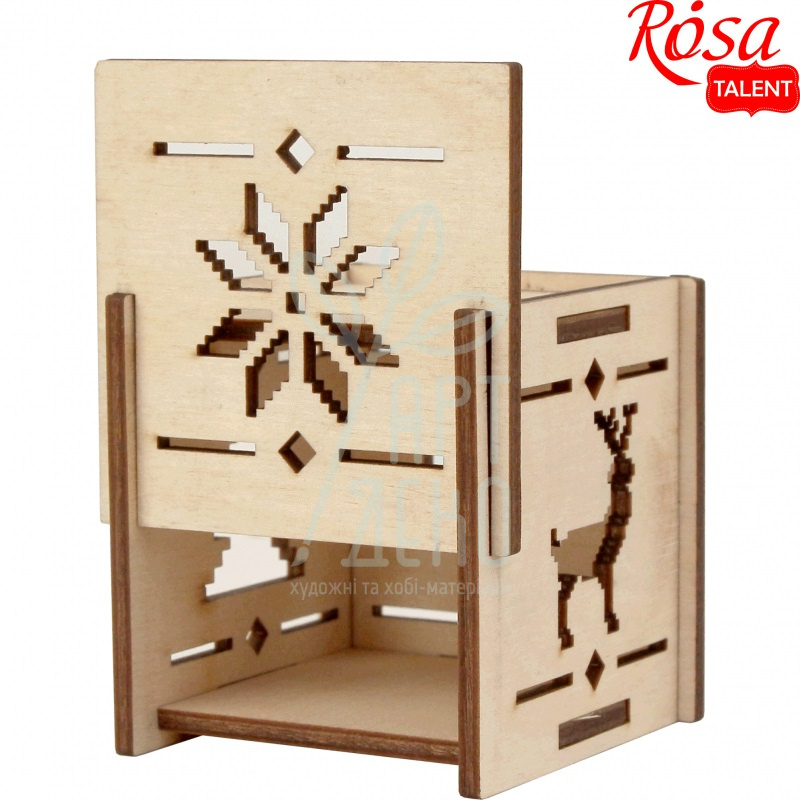 Підсвічник на ялинку "Святкові вогники" 2, фанера, 6х6х6 см, ROSA Talent