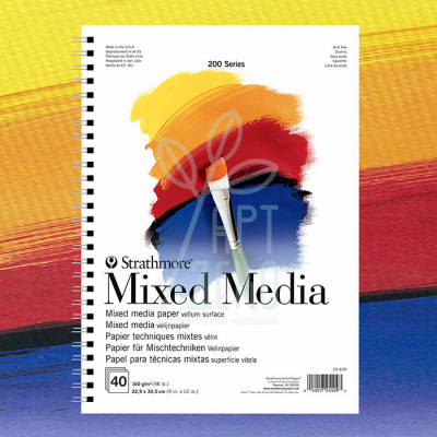 Альбом для змішаних технік 200 Mix Media Paper, спіраль, 22,9х30,5 см, 160 г/м2, 40 л., Strathmore