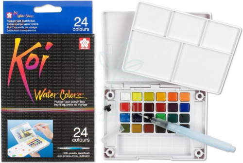 Набір акварельних фарб KOI Watercolors Sketchbox, 24 кол., SAKURA