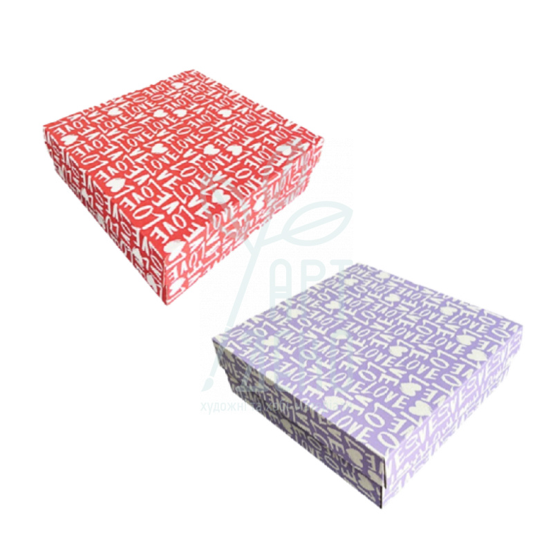 Коробка подарункова, гофрокартон "Love", 33х33х10 см, Україна