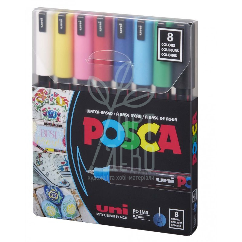 Набір маркерів акрилових Posca, 0,7 мм, 8 шт, Uni