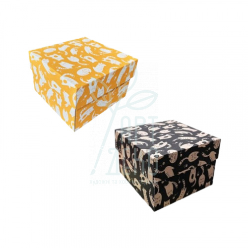 Коробка подарункова, гофрокартон "Котики", 18х18х12 см, Україна