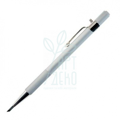 Ніж-ручка макетний алюмінієвий Push button knife, кут леза 45°, сріблястий, Copic