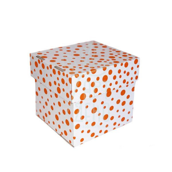 Коробка подарункова "Горошок", 14,5х14,5х14,3 см, помаранчева, Україна