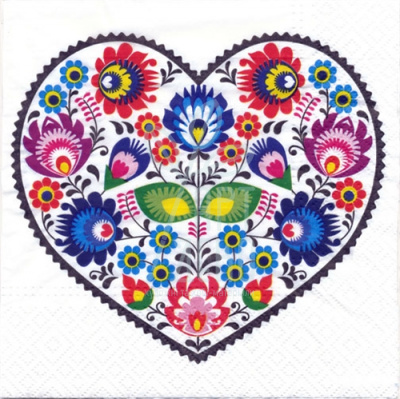 Серветка для декупажу "Серце з квітів", 33х33 см, PAW