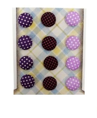 Набір гудзиків з тканини самоклеючих "Крапка", фіолетові відтінки, 16 мм, 12 шт, ROSA Talent