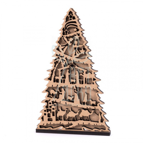 3D композиція "Ялинка-Вертеп", МДФ, 12х20 см, ROSA 