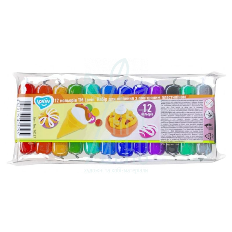Набір пластиліну повітряного, 12 шт, Lovin