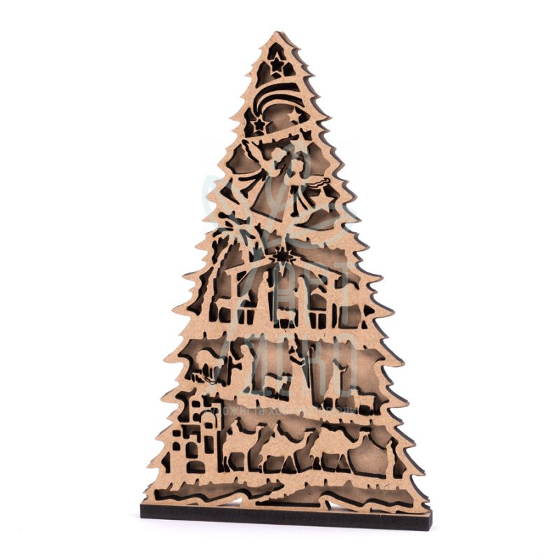 3D композиція "Ялинка-Вертеп", МДФ, 12х20 см, ROSA 