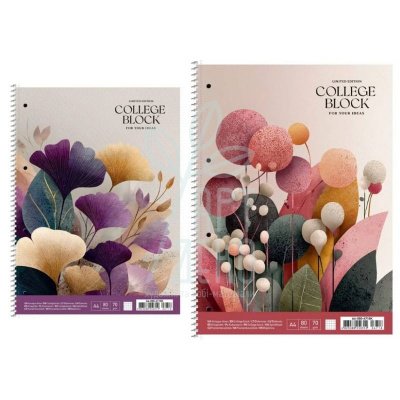 Коледж-блок Student, спiраль, А4+, ламінація, кремовий блок, клітинка, 70 г/м2, 80 л, Школярик